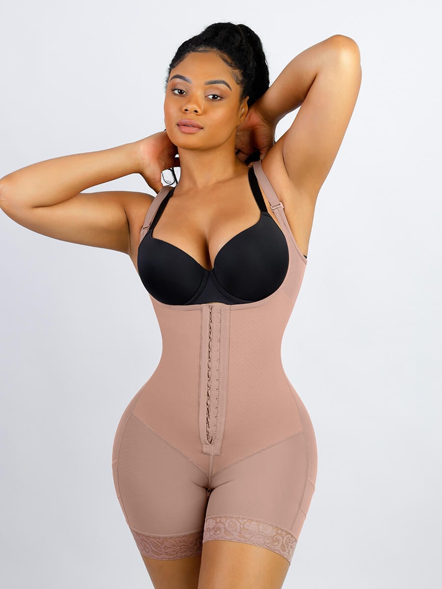 Latex Open-Bust Full Body Shaper With Back Smoothing Black 3