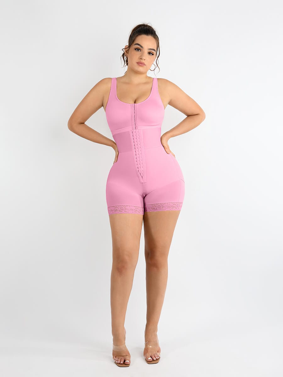 3-Bone Triple-Row High-Waisted Body Shaper Pink 6