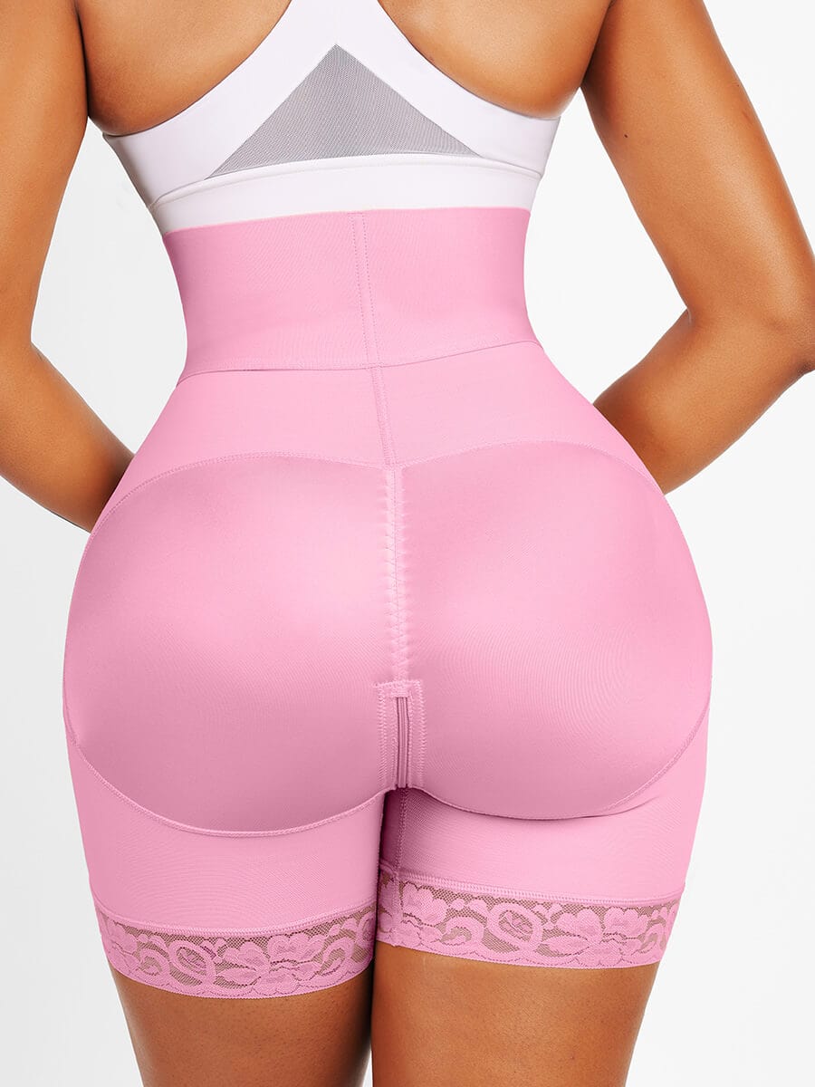 3-Bone Triple-Row High-Waisted Body Shaper Pink 2