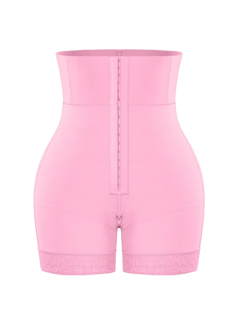 3-Bone Triple-Row High-Waisted Body Shaper Pink 9
