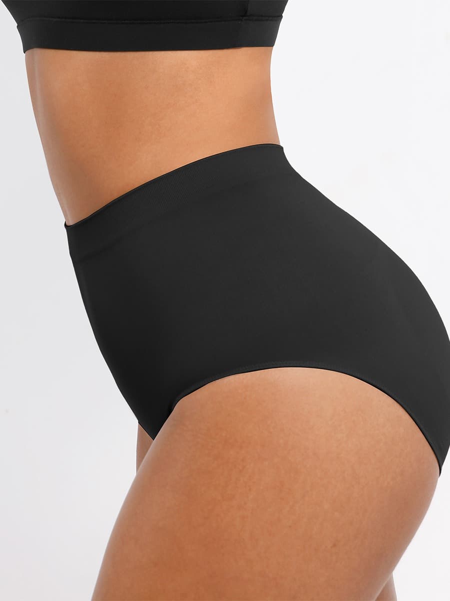 Seamless High-Waist Antibacterial Peach Hip Brief Black 3
