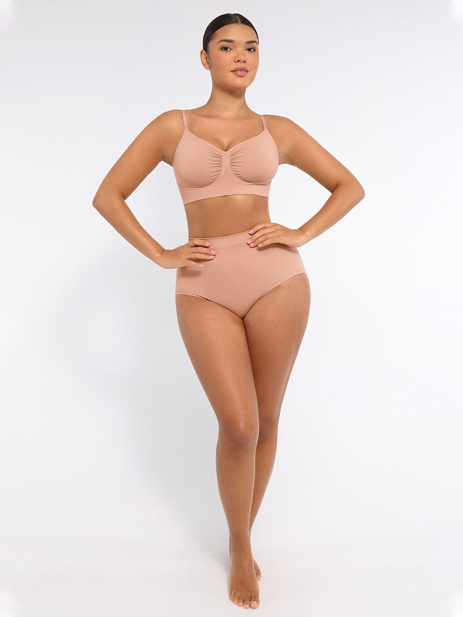 Seamless High-Waist Antibacterial Peach Hip Brief Light Blue 3