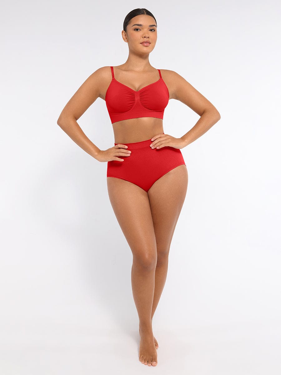 Seamless High-Waist Antibacterial Peach Hip Brief Red 5