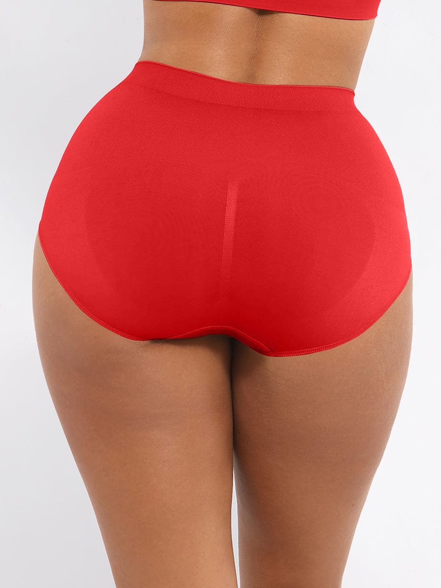 Seamless High-Waist Antibacterial Peach Hip Brief Red 2