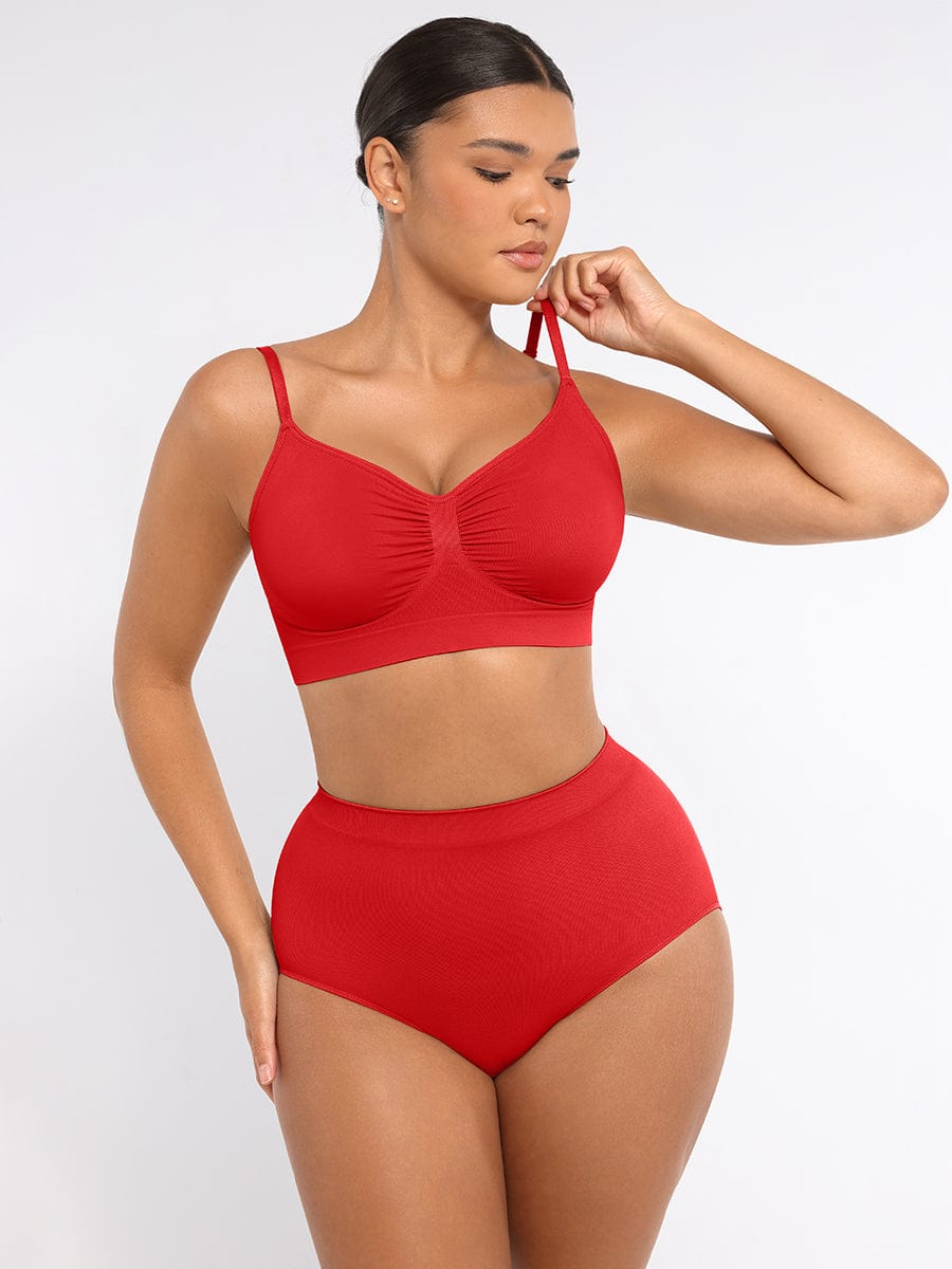 Seamless High-Waist Antibacterial Peach Hip Brief Red 4