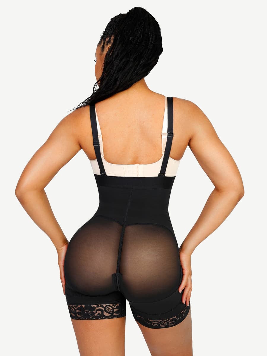 Lace Latex Buttocks-Lifting Shapewear Black 5
