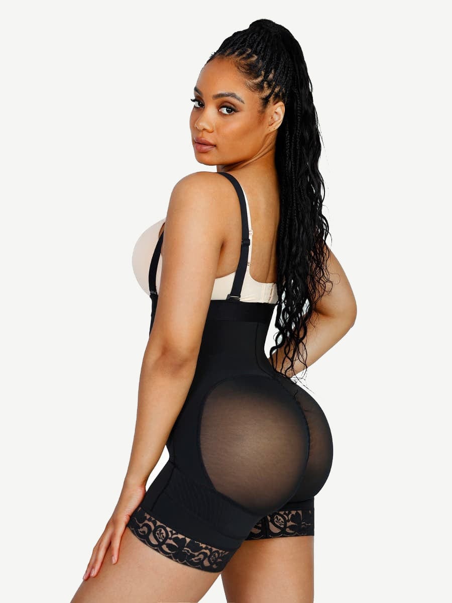 Lace Latex Buttocks-Lifting Shapewear Black 4