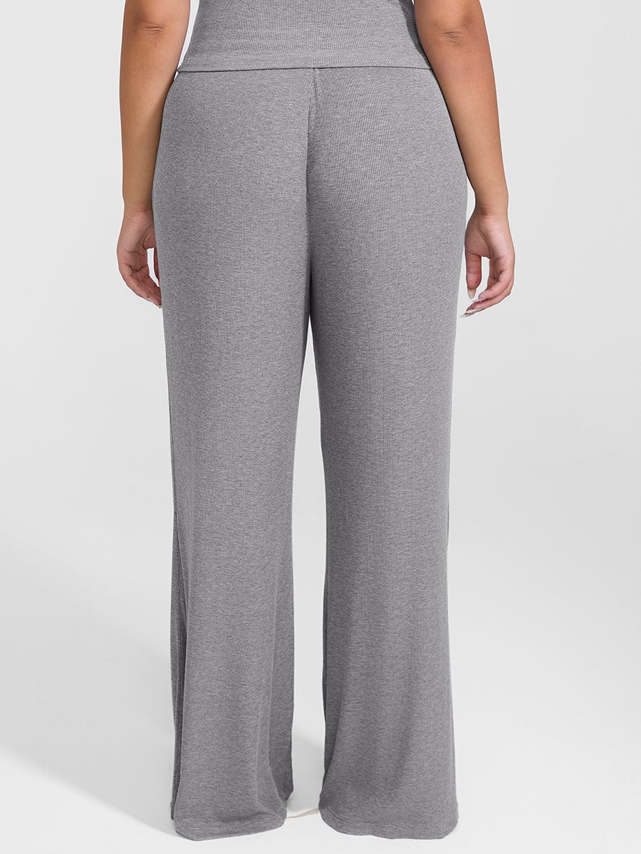 Ribbed Wide Leg Lounge Pants Black 2