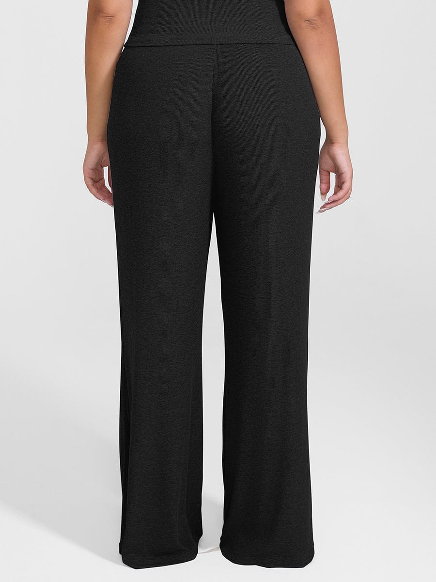 Ribbed Wide Leg Lounge Pants Pink 1