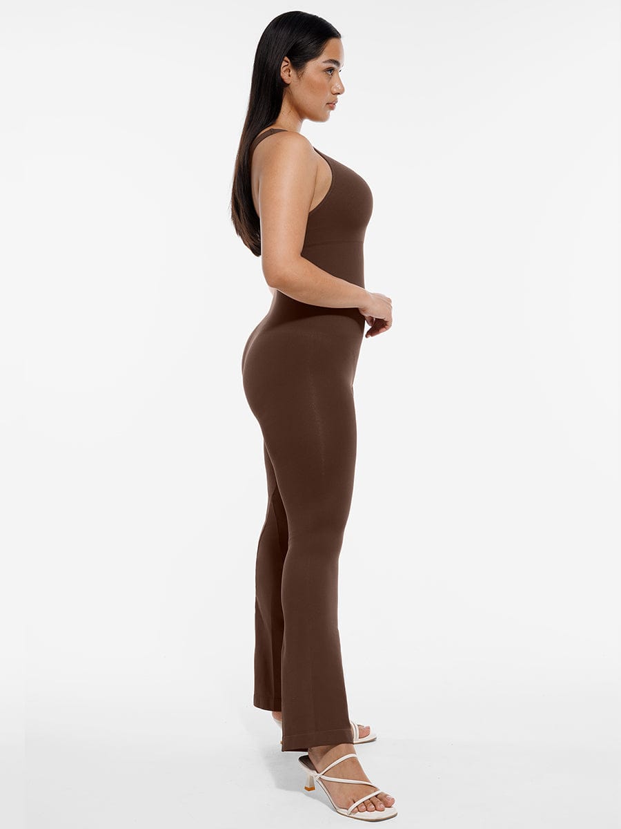 Seamless Sloped Shoulder Flared Leg Jumpsuit 5