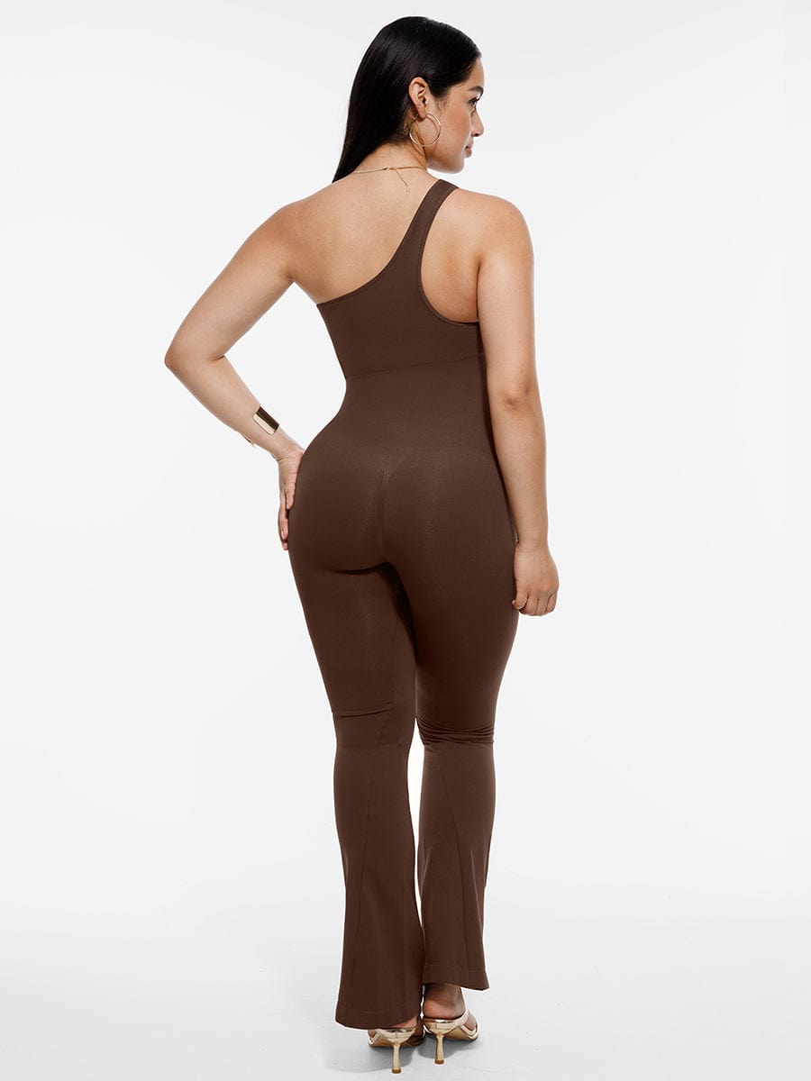 Seamless Sloped Shoulder Flared Leg Jumpsuit 6