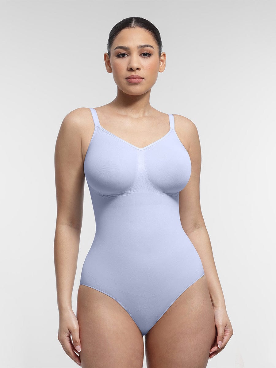 Seamless Chest Support Waist Control Bodysuit Light Blue 2
