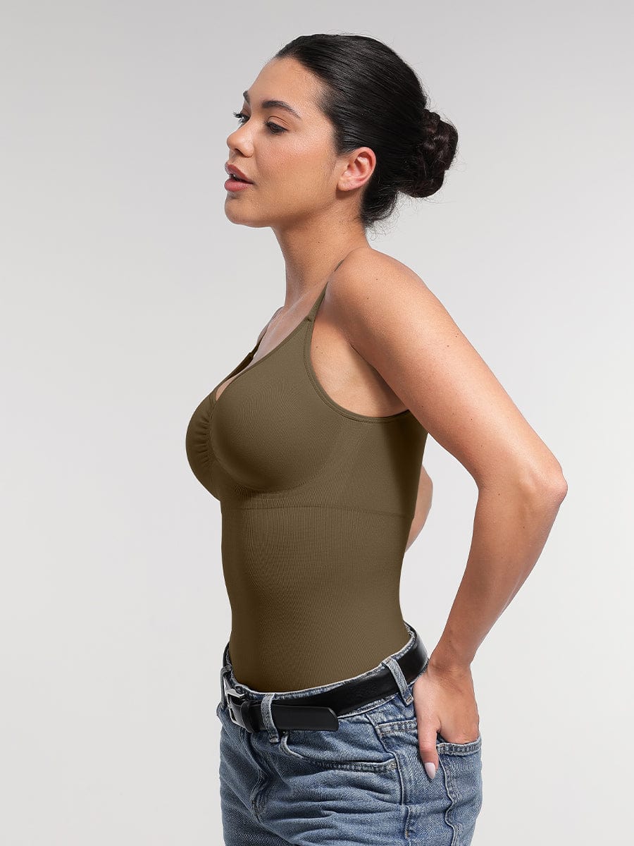 Seamless Bra-Free Cami Tummy Control Thong Bodysuit 16