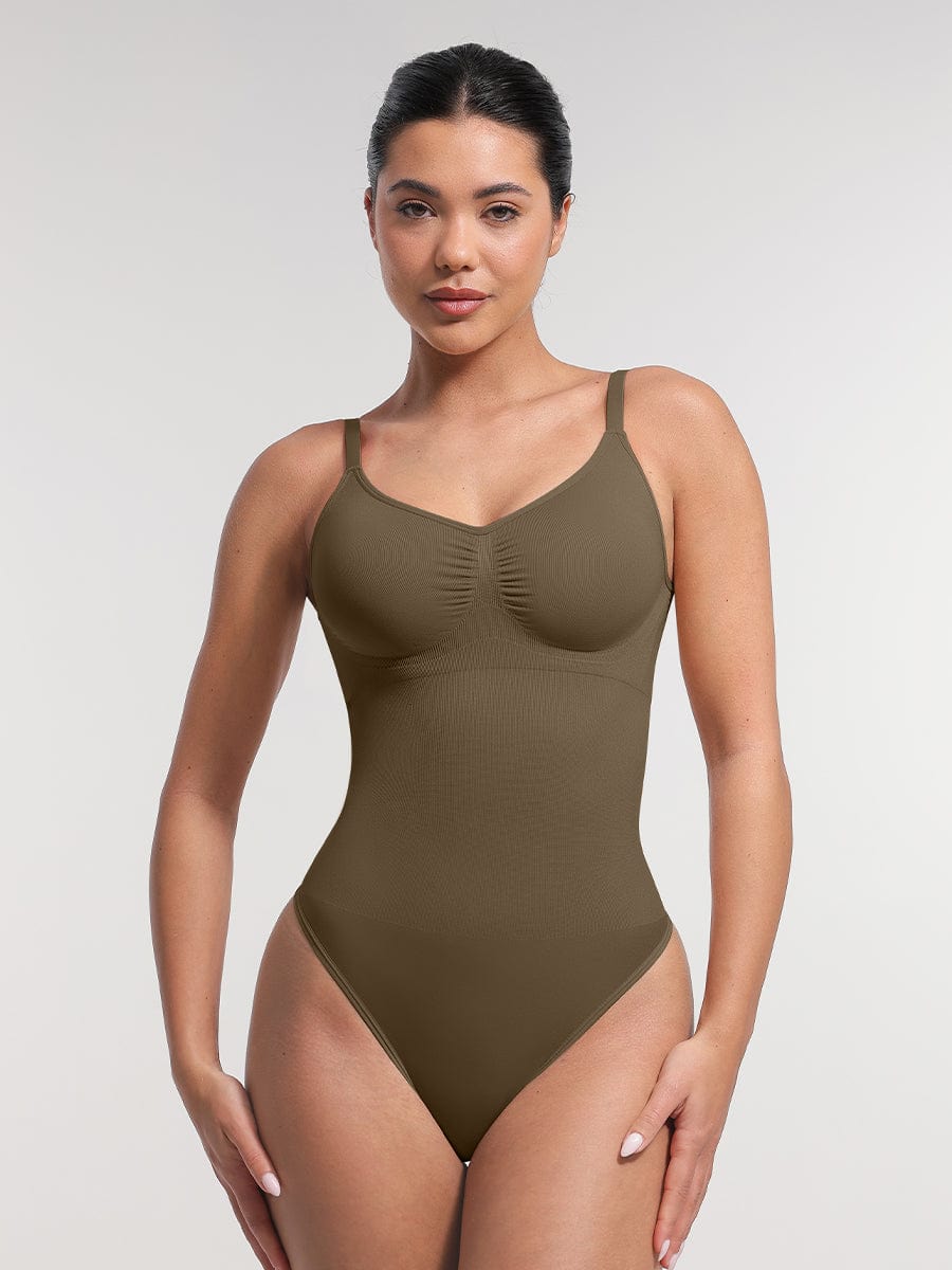 Seamless Bra-Free Cami Tummy Control Thong Bodysuit 10