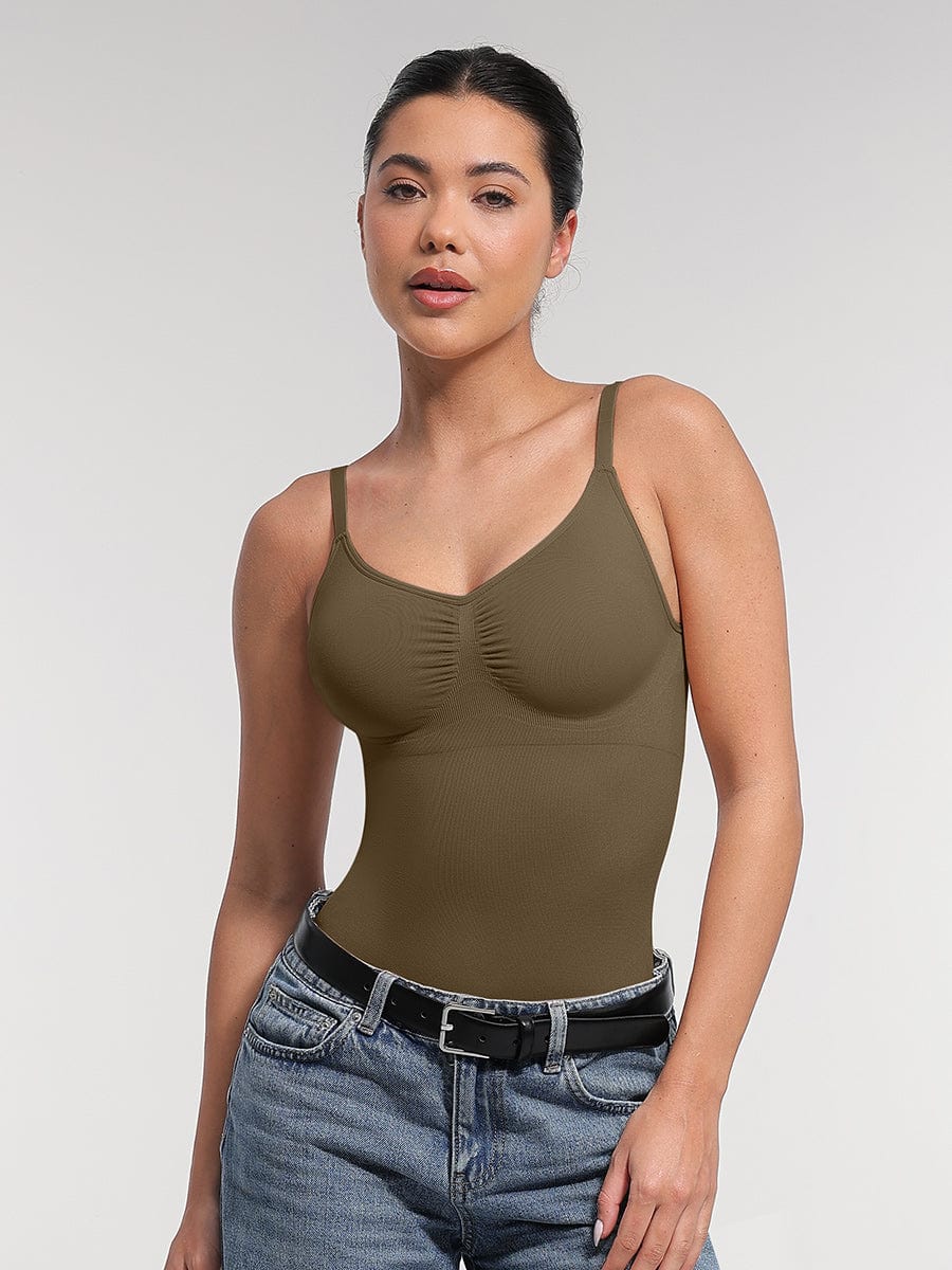 Seamless Bra-Free Cami Tummy Control Thong Bodysuit 15