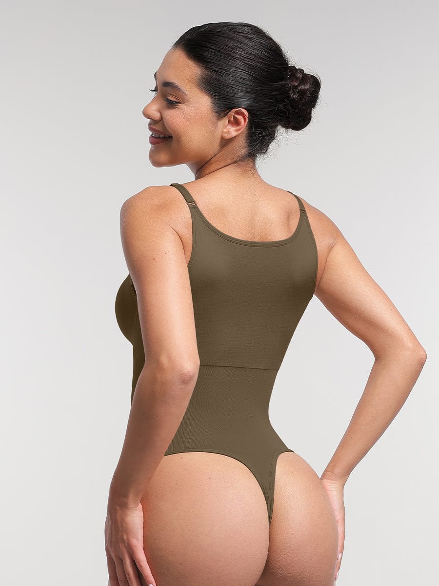 Seamless Bra-Free Cami Tummy Control Thong Bodysuit 12