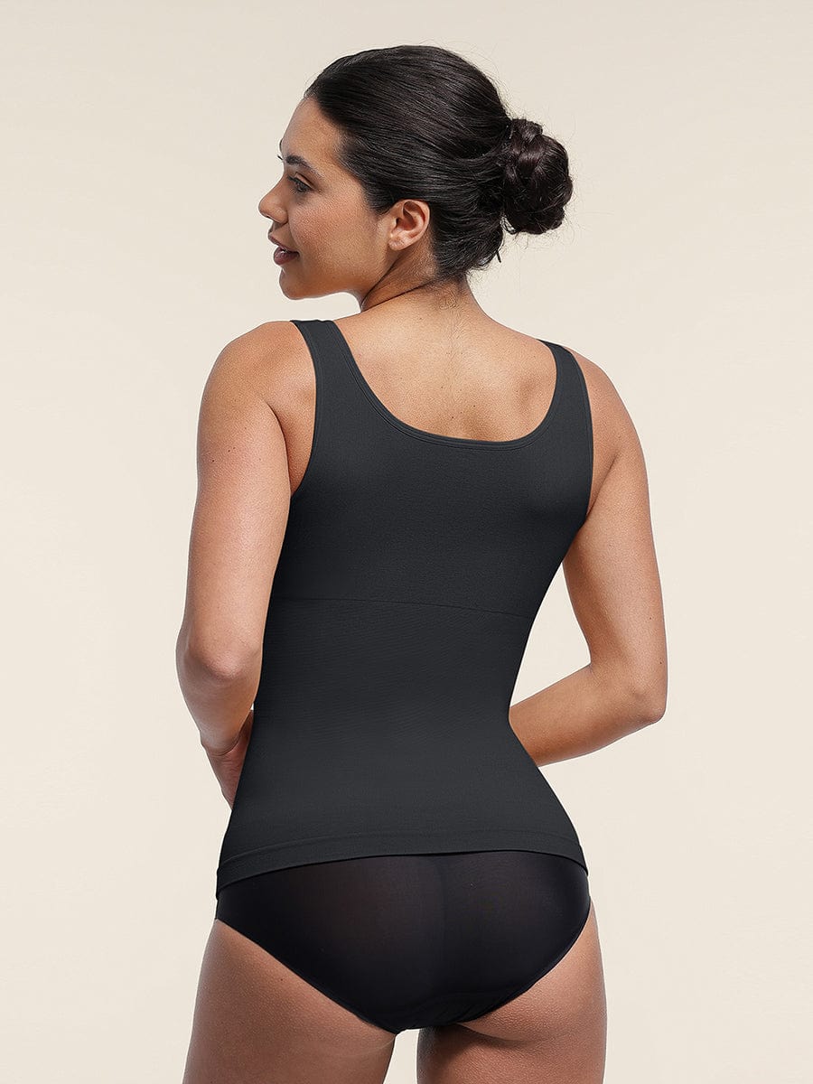Diamond Neckline Bust Support Tank Top Dark Skin 1