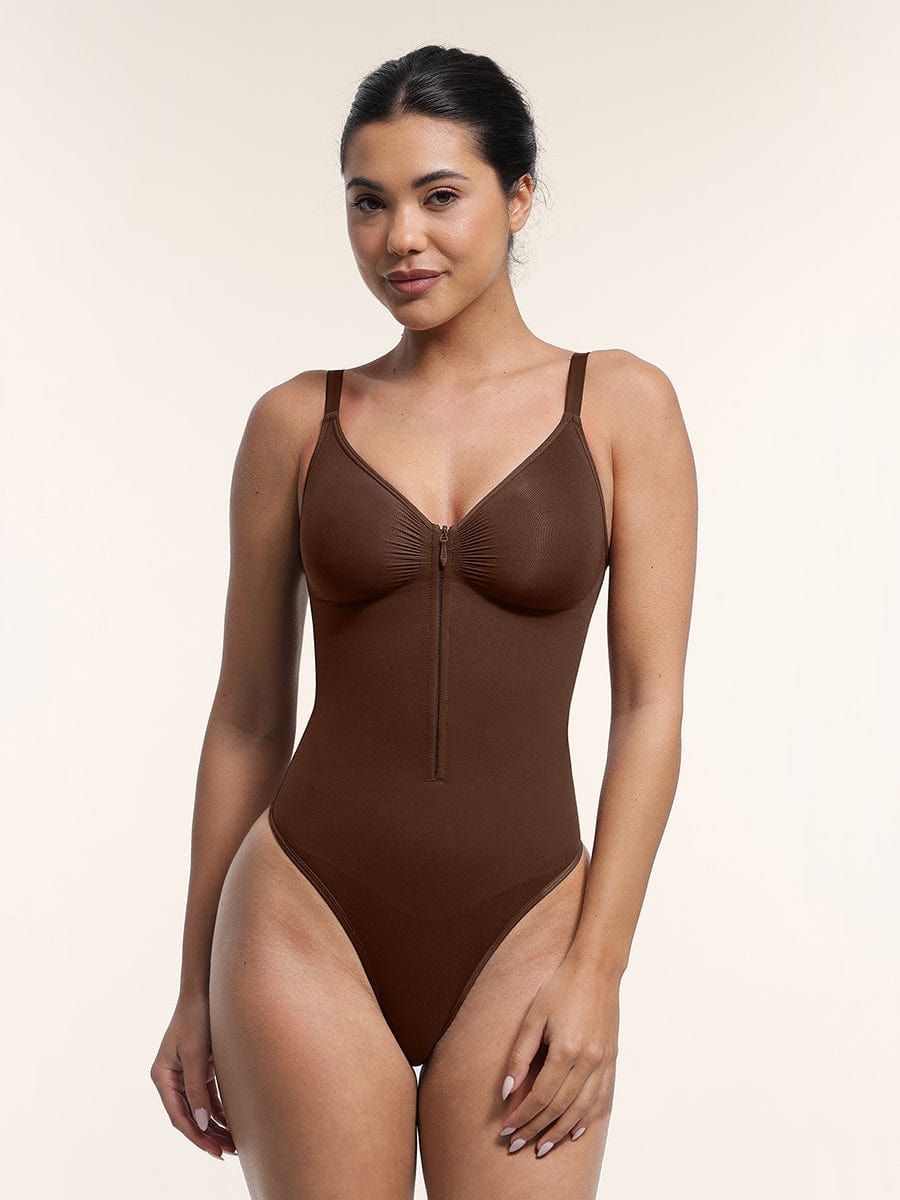 Seamless Plunge Chest Support Bodysuit Light Blue 6