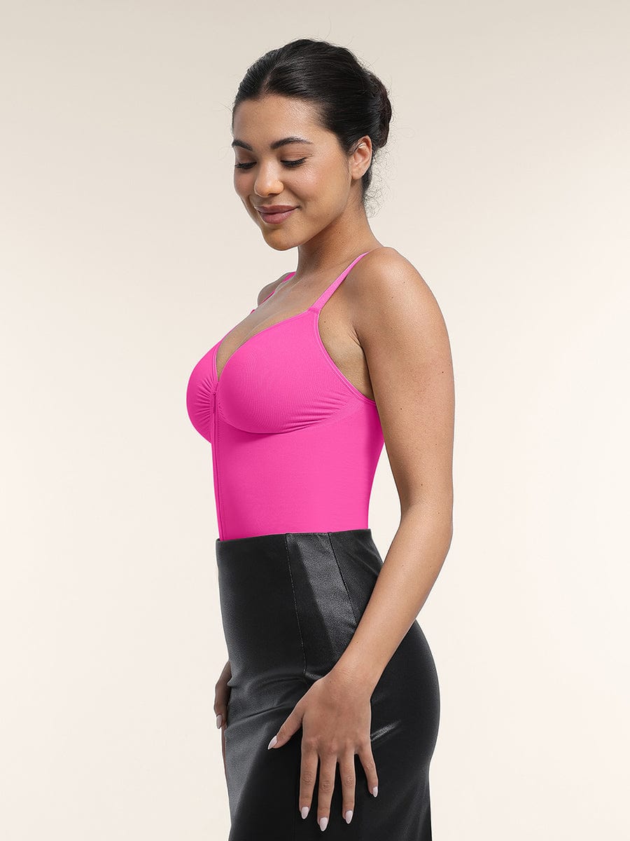 Seamless Plunge Chest Support Bodysuit Black 3