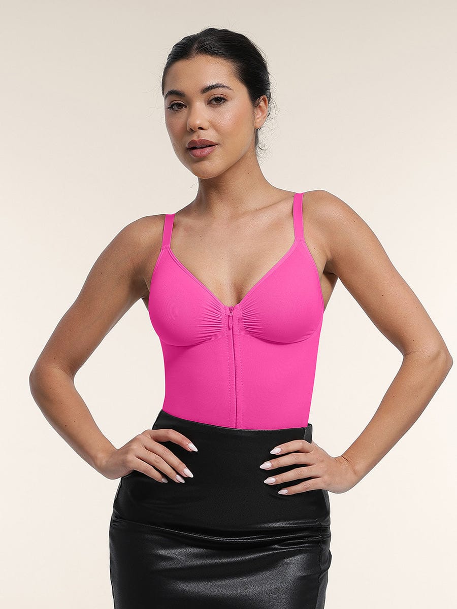 Seamless Plunge Chest Support Bodysuit Black 2