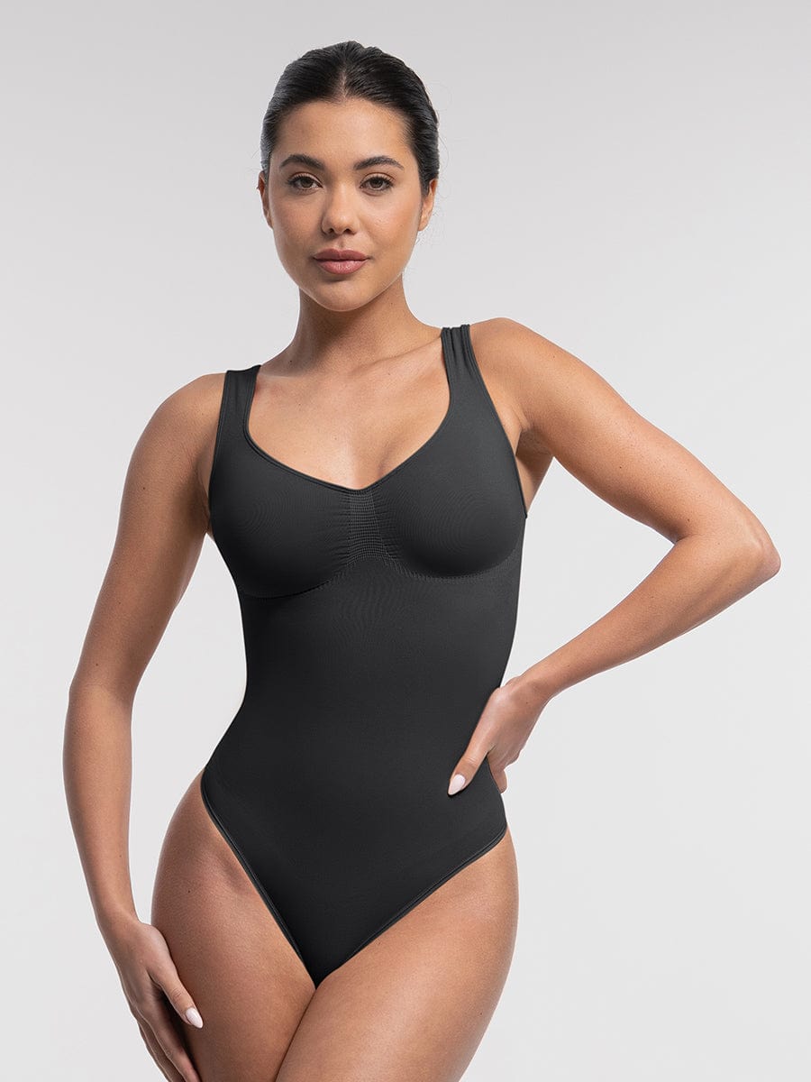 Diamond Neckline Thong Bodysuit 14
