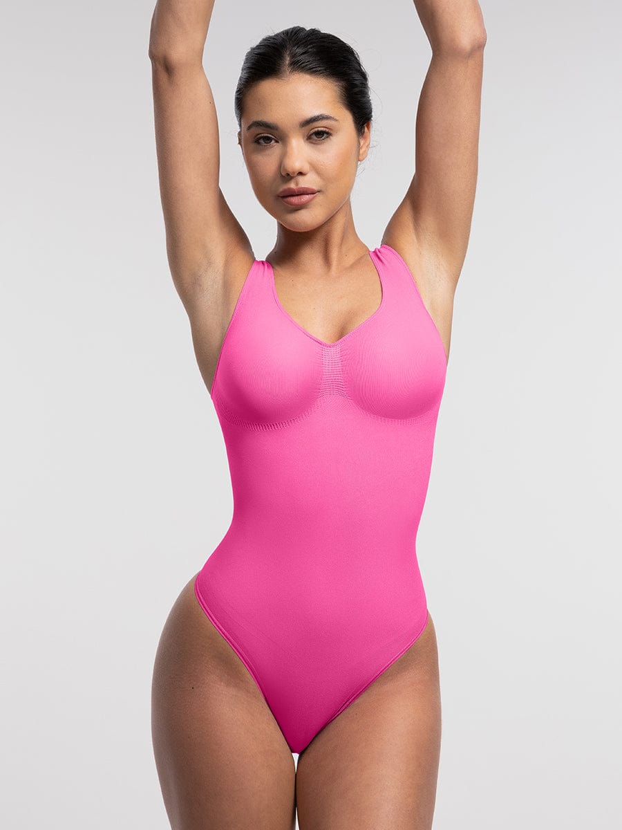 Diamond Neckline Thong Bodysuit Light Skin 6