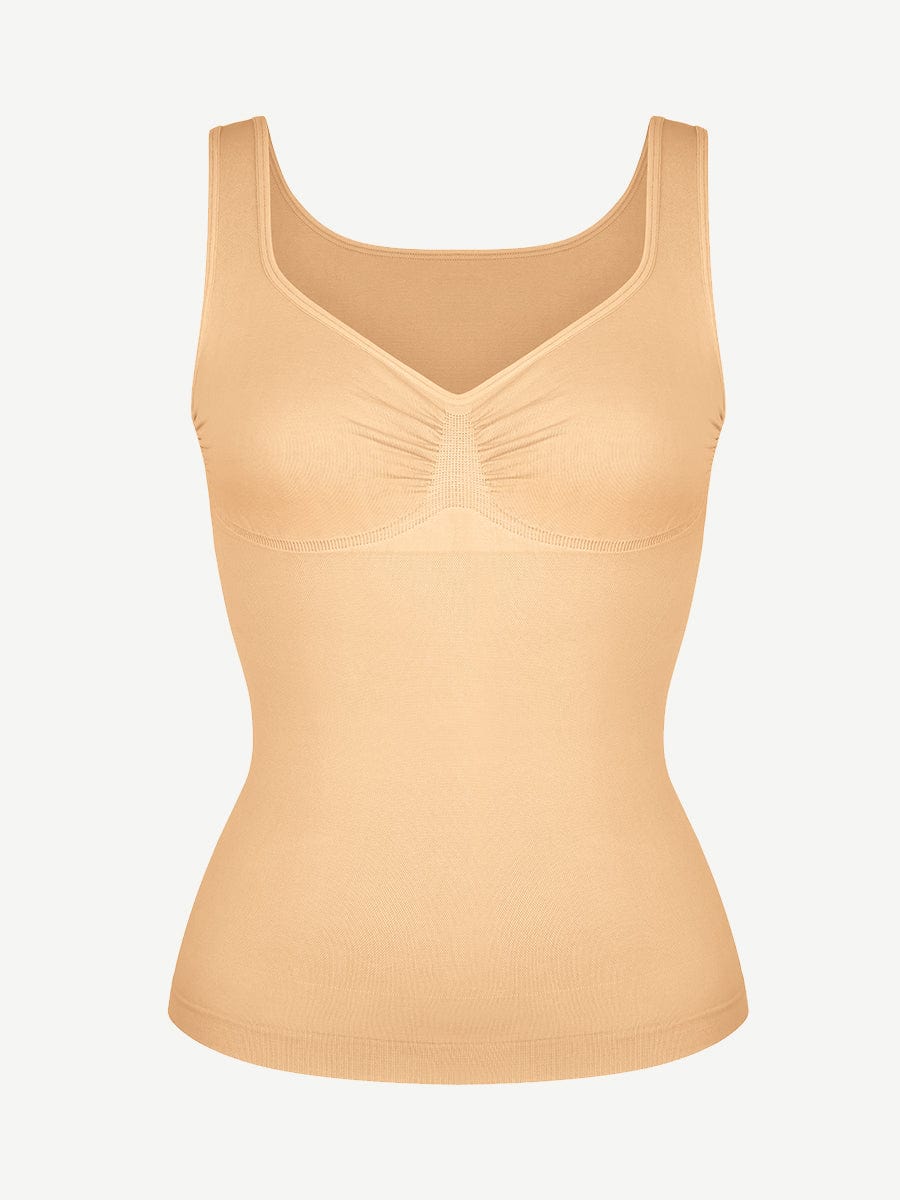 Diamond Neckline Bust Support Tank Top Light Skin 1