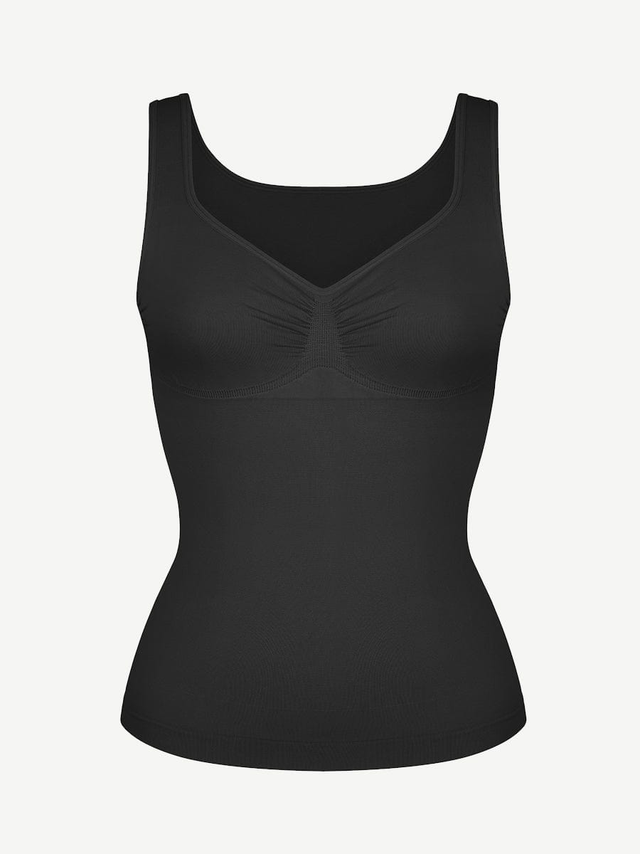 Diamond Neckline Bust Support Tank Top Dark Skin 3
