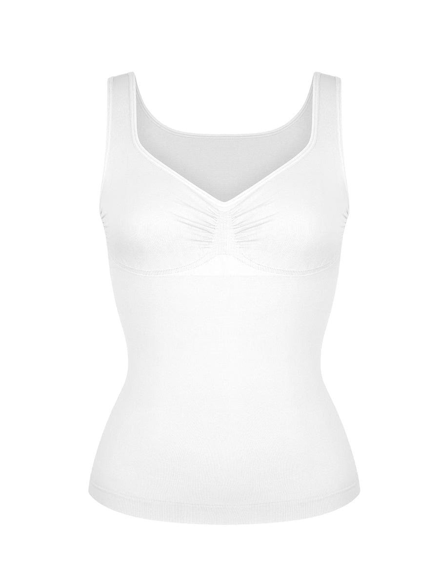Diamond Neckline Bust Support Tank Top Black 11