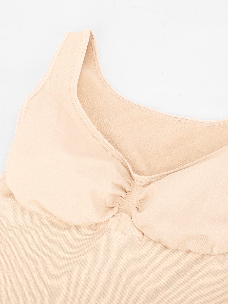 Diamond Neckline Bust Support Tank Top White 1