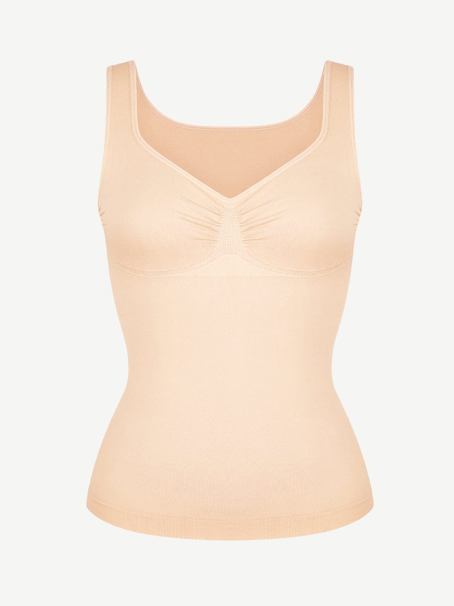 Diamond Neckline Bust Support Tank Top Black 5