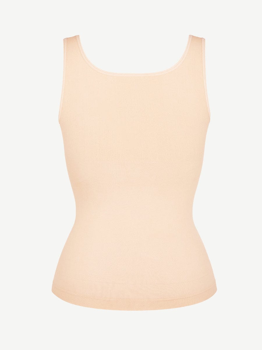 Diamond Neckline Bust Support Tank Top Black 6