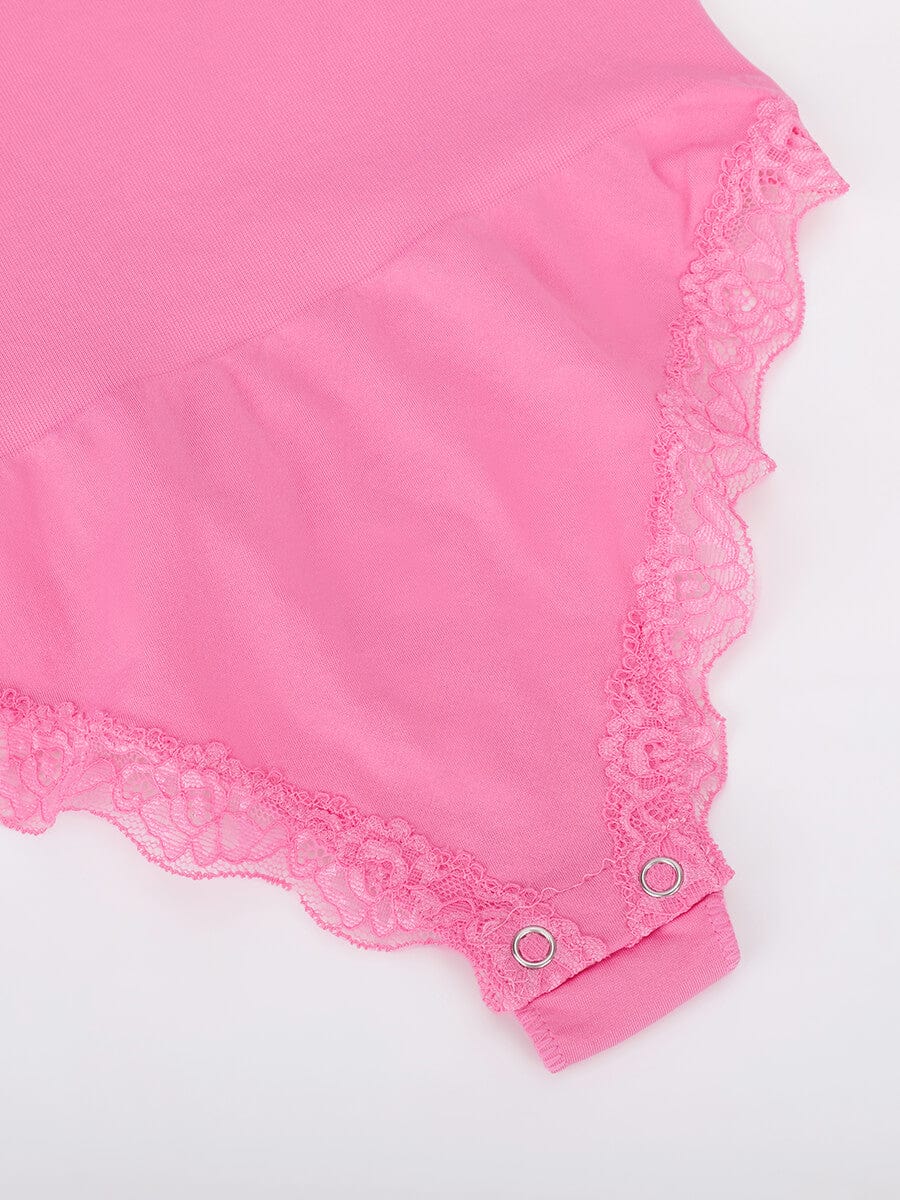 Seamless Lace Cami Tummy Control Thong Bodysuit 17