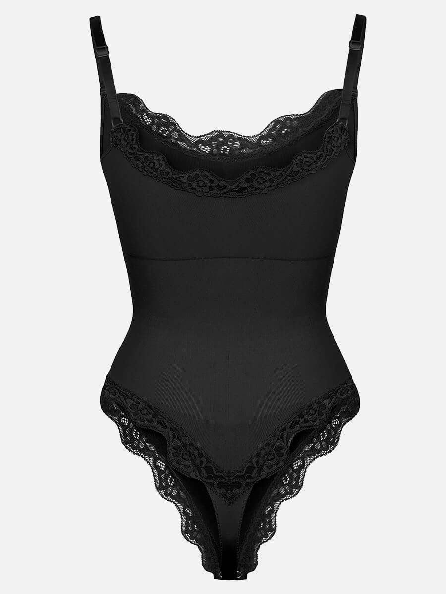 Seamless Lace Cami Tummy Control Thong Bodysuit 27