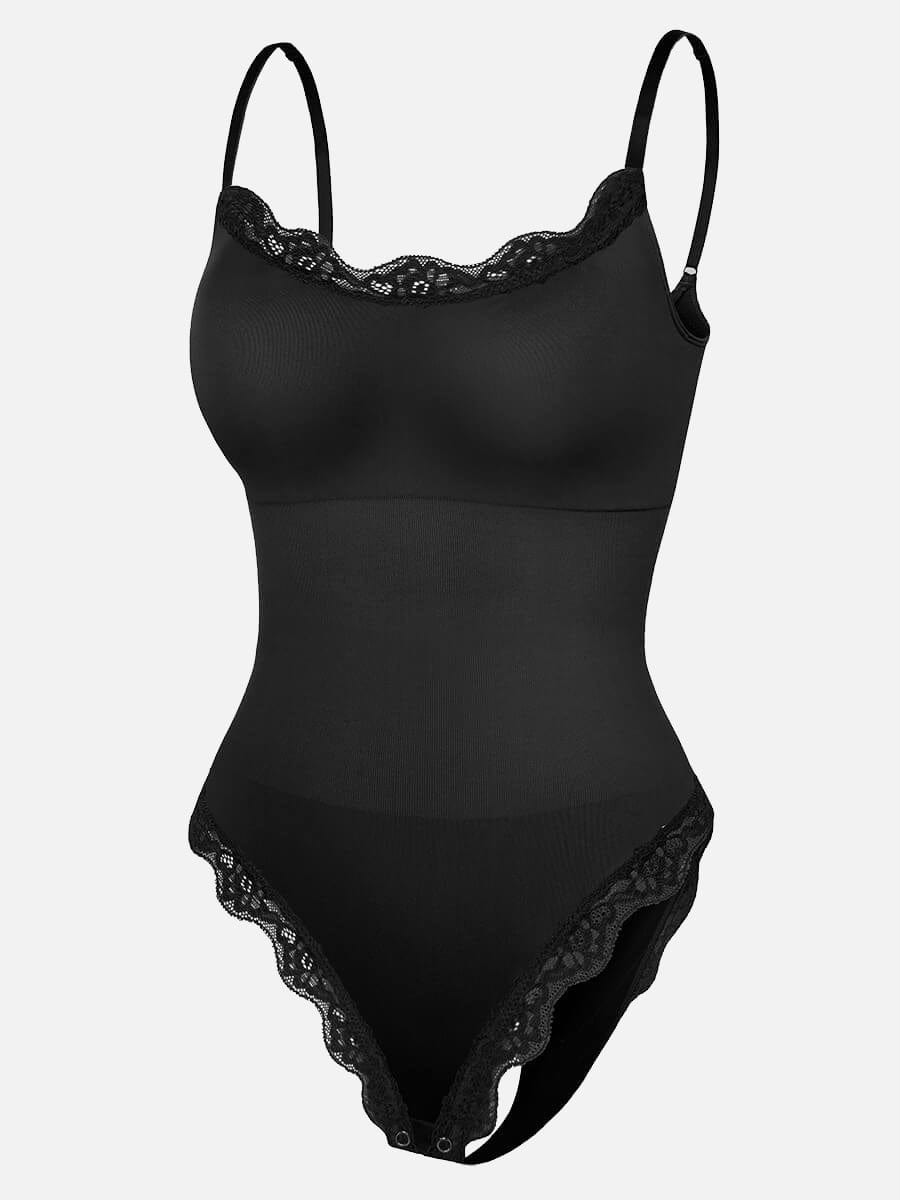 Seamless Lace Cami Tummy Control Thong Bodysuit 26
