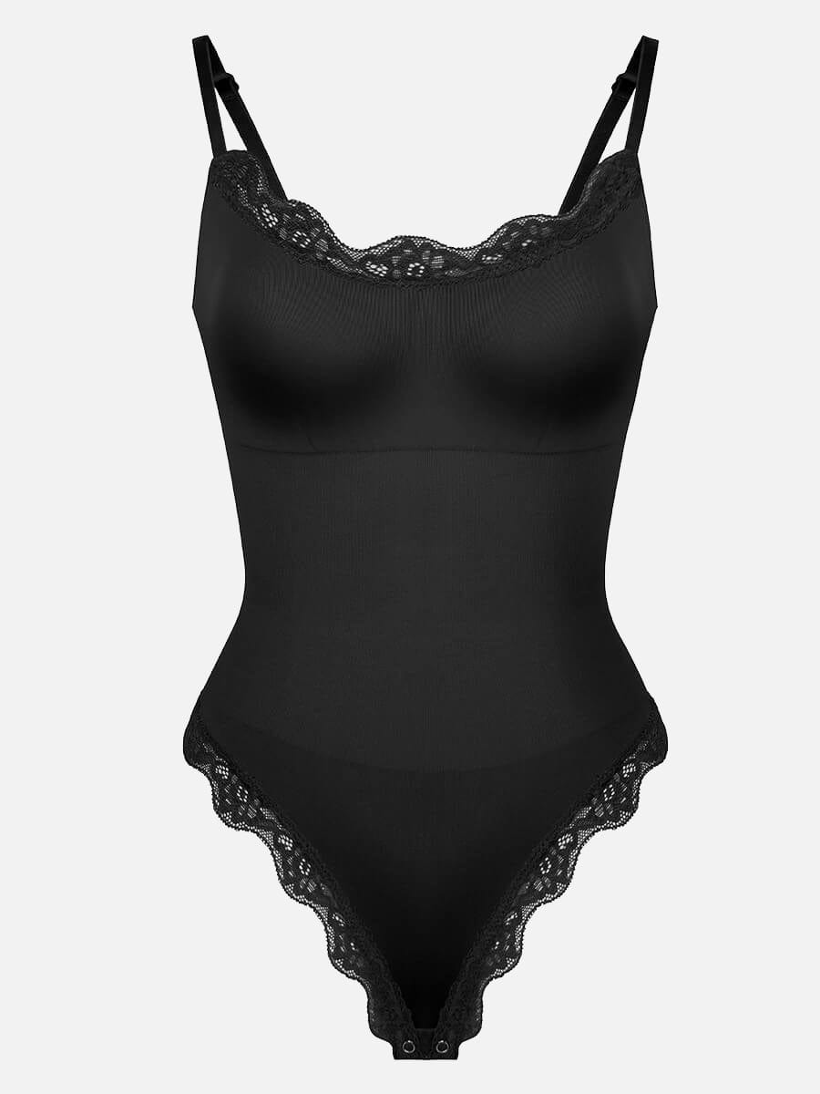 Seamless Lace Cami Tummy Control Thong Bodysuit 25