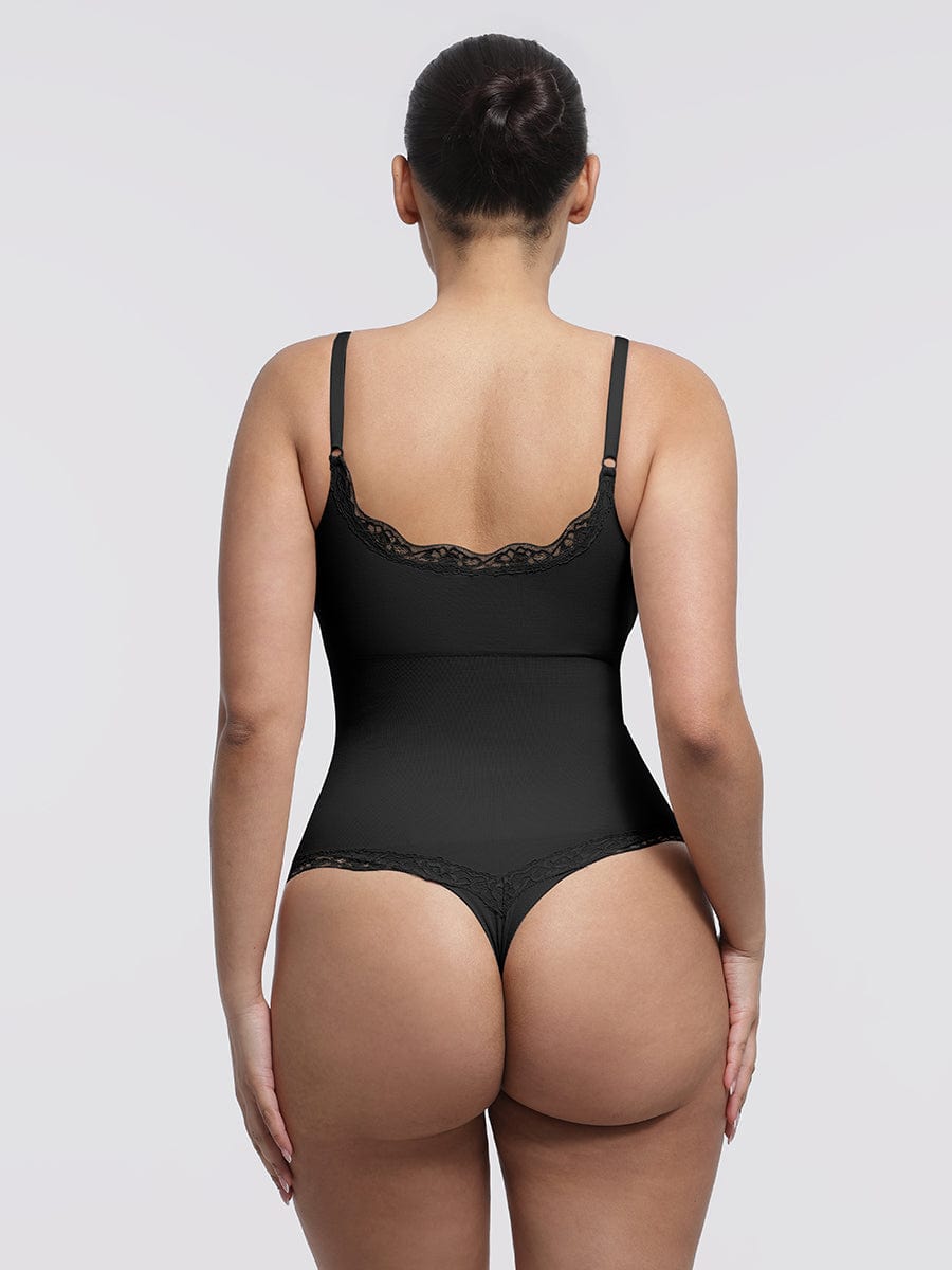 Seamless Lace Cami Tummy Control Thong Bodysuit 22