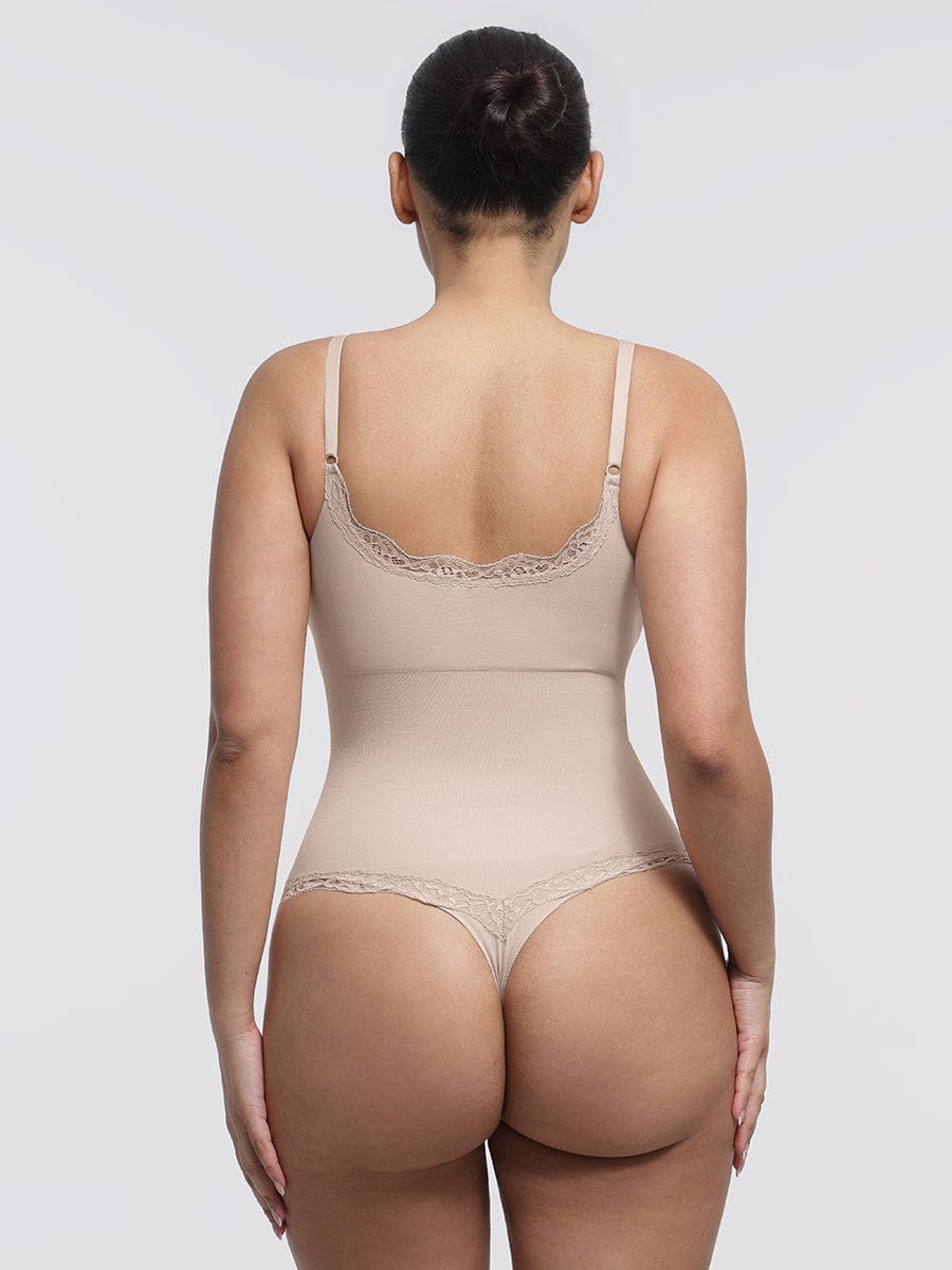 Seamless Lace Cami Tummy Control Thong Bodysuit 31
