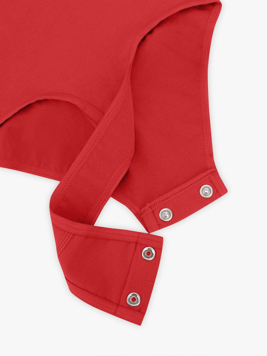 Diamond Neckline Thong Bodysuit Red 6