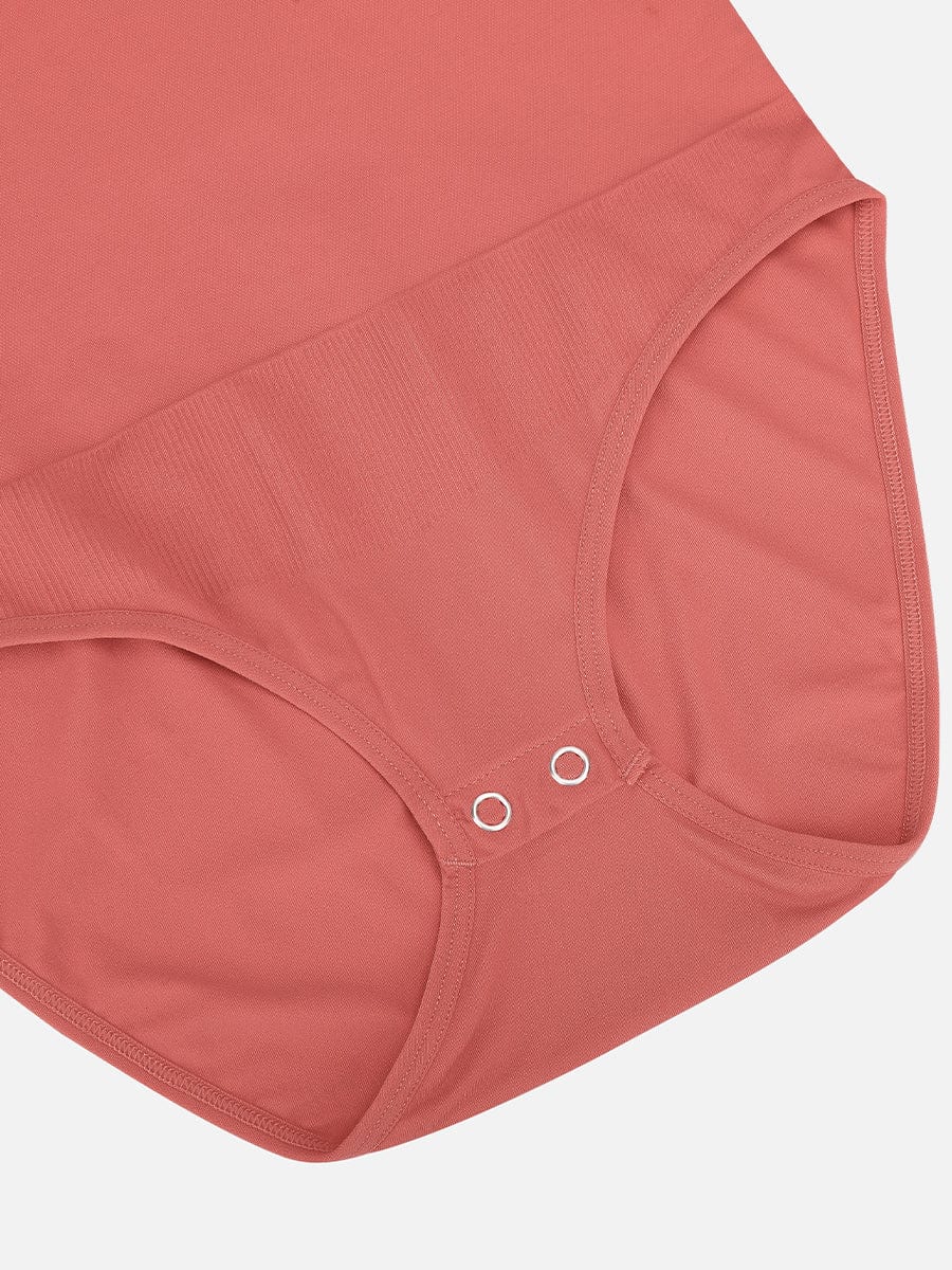 Seamless Short Sleeve Waist Shaping Bodysuit Red 4