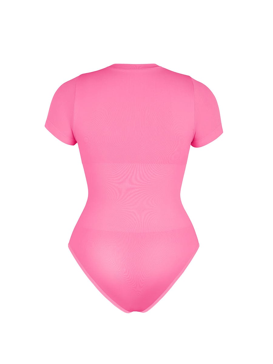 Seamless Short Sleeve Waist Shaping Bodysuit Light Green 1
