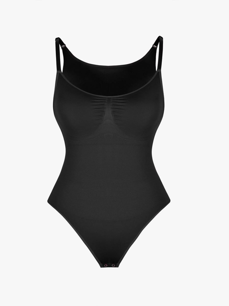 Seamless Bra-Free Cami Tummy Control Thong Bodysuit Green 3