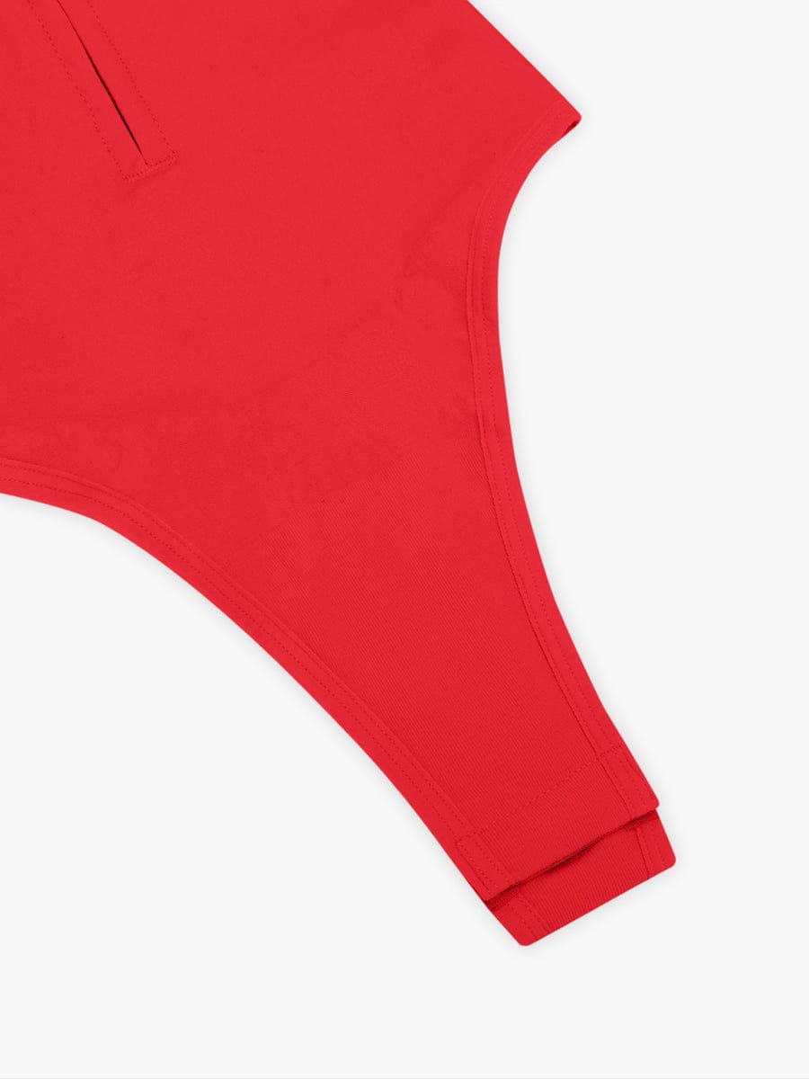 Seamless Plunge Chest Support Bodysuit Red 5