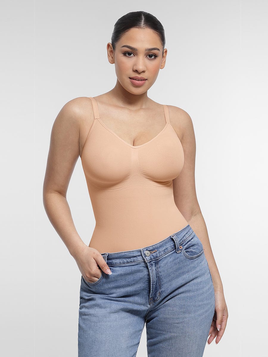 Seamless Chest Support Waist Control Bodysuit Dark Red 4