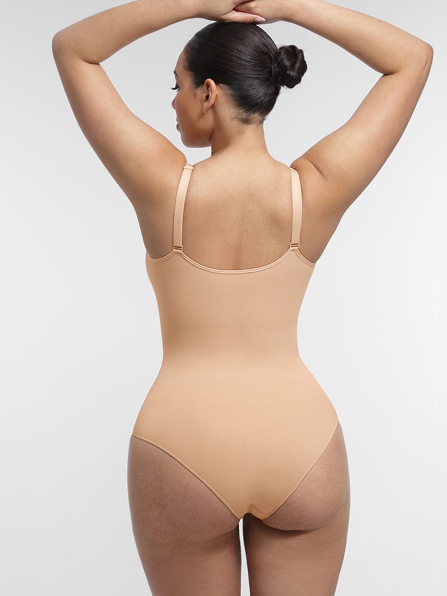 Seamless Chest Support Waist Control Bodysuit Dark Red 2