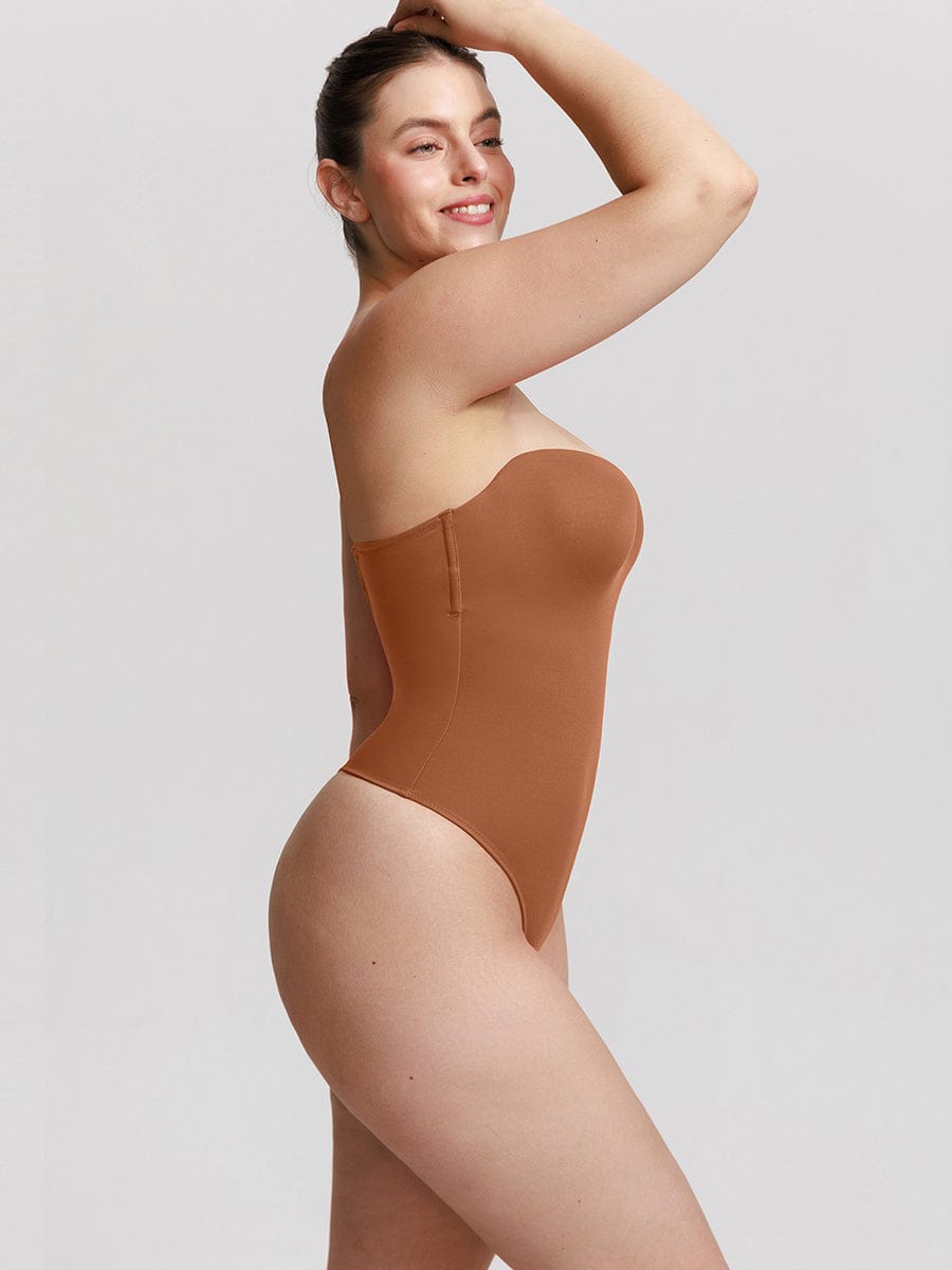 One-Piece Underwire Strapless Shaping Bodysuit Black 1