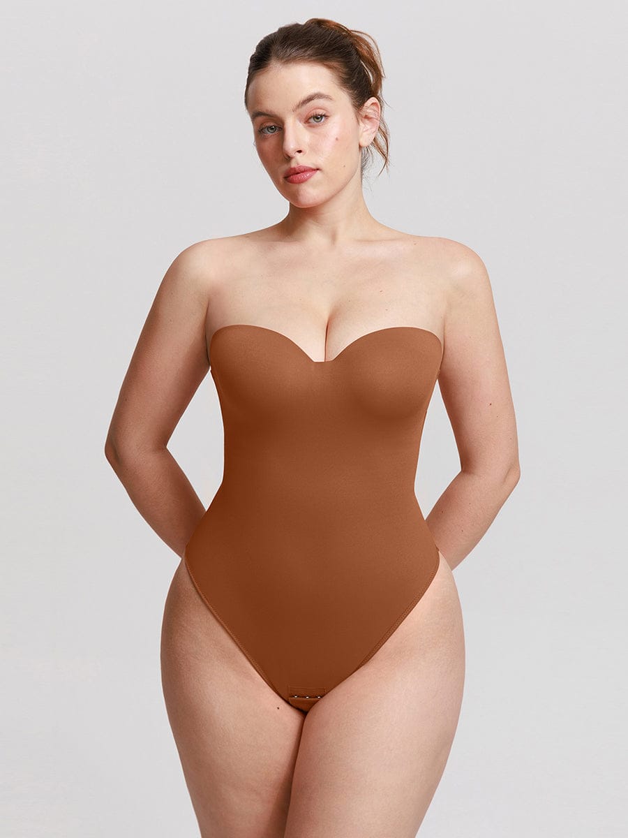 One-Piece Underwire Strapless Shaping Bodysuit Light Brown 7