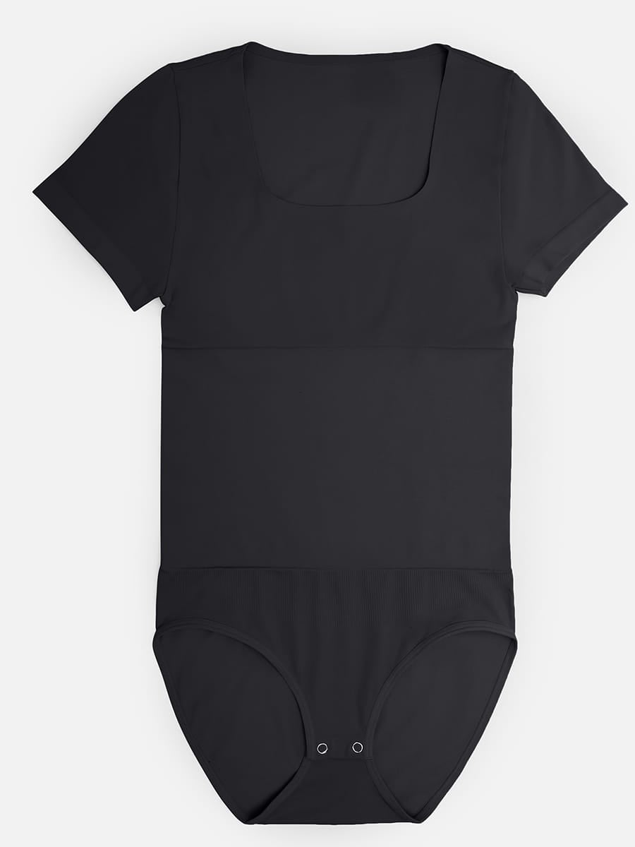 Seamless Tummy Control Bodysuit – Scoop Neck Light Green 1
