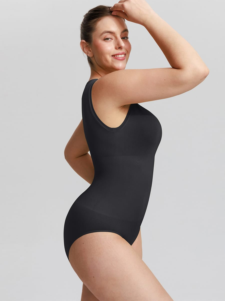 Seamless Tummy Control Bodysuit – Crew Neck Light Green 3