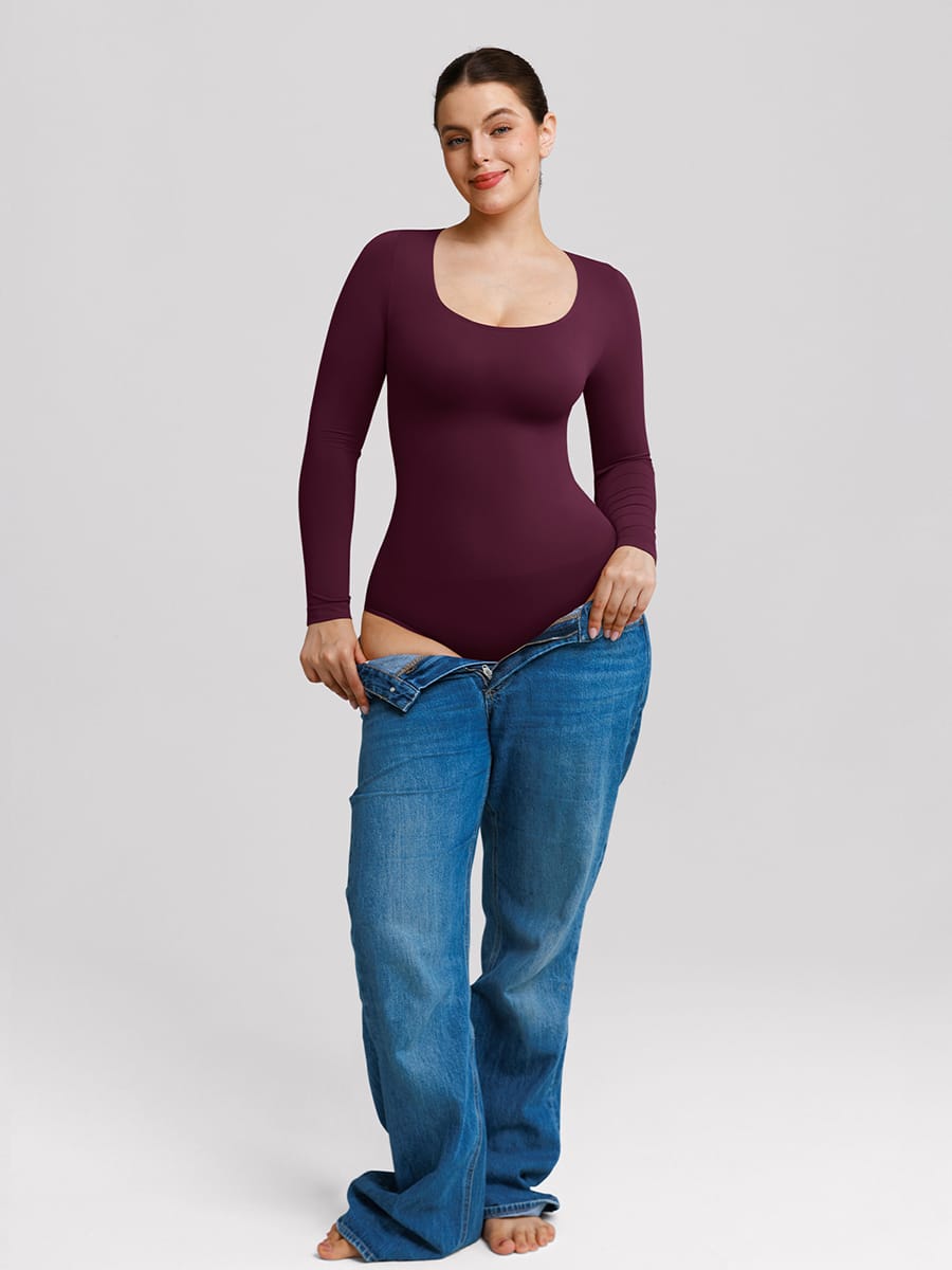 Seamless Scoop Neck Tummy Control Briefs Bodysuit 27